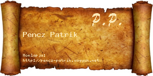 Pencz Patrik névjegykártya